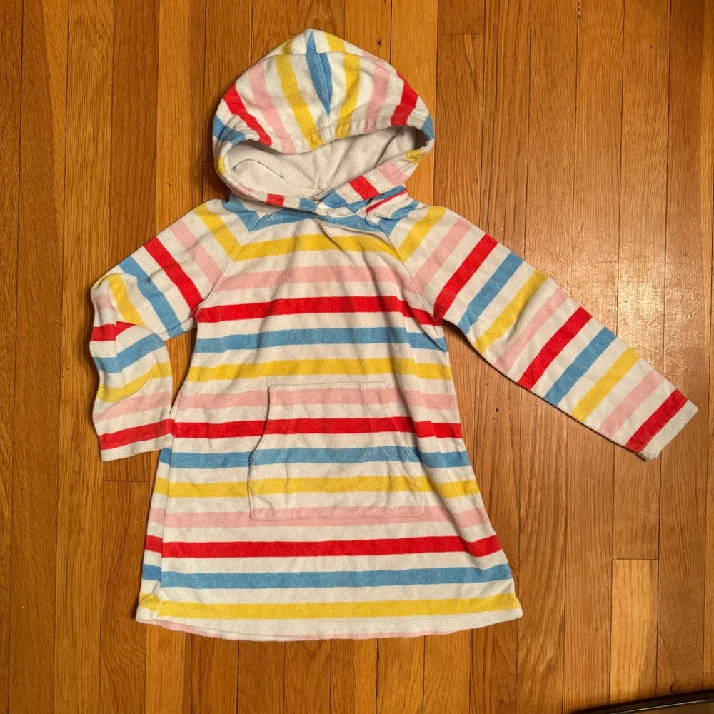 Hanna Andersson terrycloth toweling hoodie dress size 120 / age 6-7